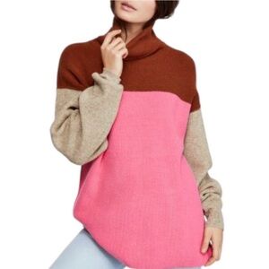 Free People Colorblock Turtleneck Sweater